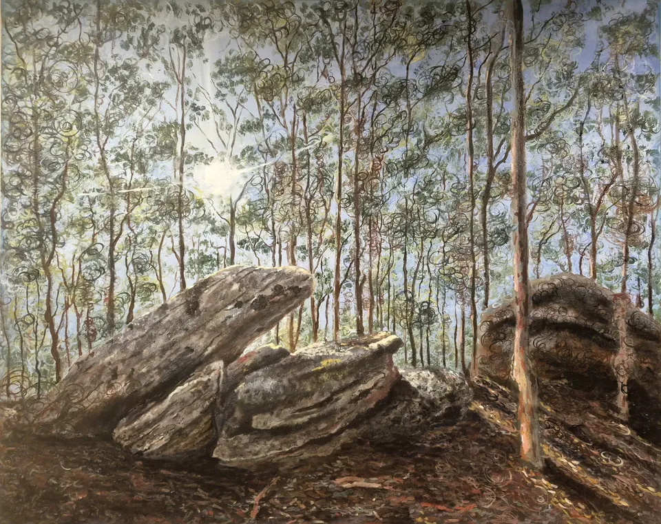Lizard Rock — Observerism landscape by Samuel Morrow, oil on canvas, 120 x 150 cm